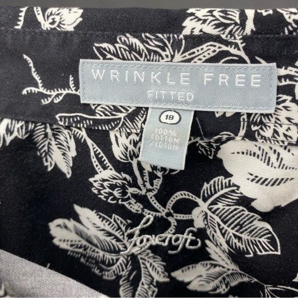 Foxcroft Black and White Leaves Button Down Shirt size 18 - Picture 6 of 6